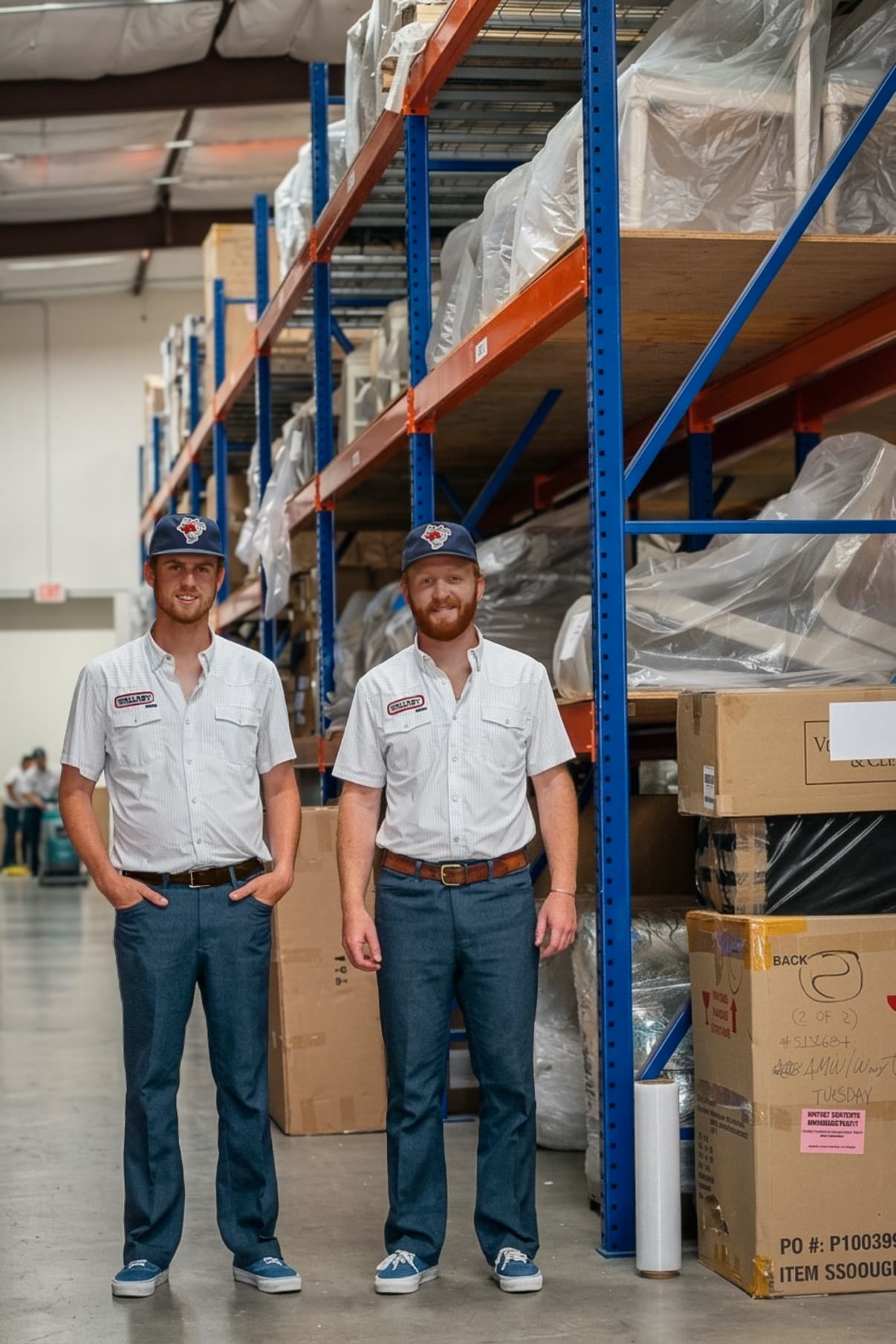 Wallaby White Glove crew at their furniture warehouse in Midland, Texas